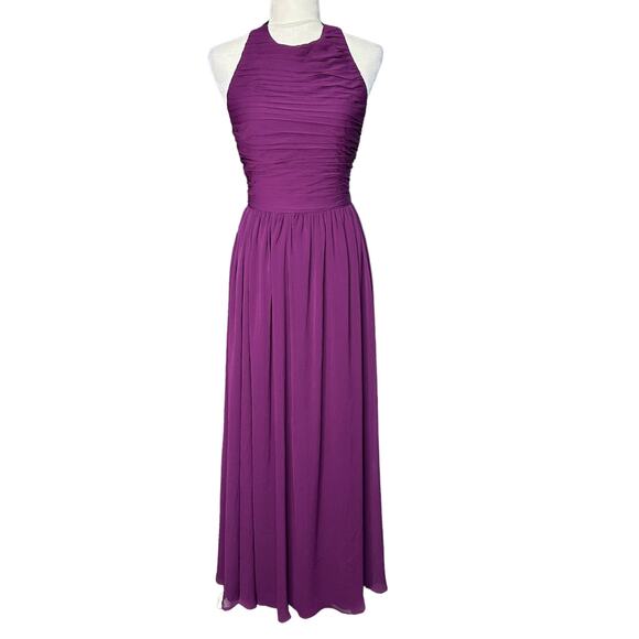 ALICE + OLIVIA Womens 2 Purple Chiffon Sleeveless Runnie Leather Back Maxi Dress - Picture 2 of 12